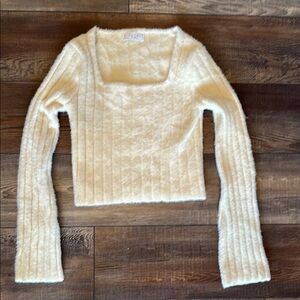 NWOT Ivory cream cropped square neck sweater